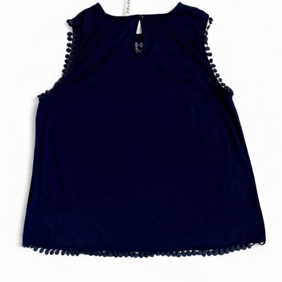 Rich and Beautiful size large Navy Embroidered Sleeveless Top boho Cottagecore - Picture 2 of 7